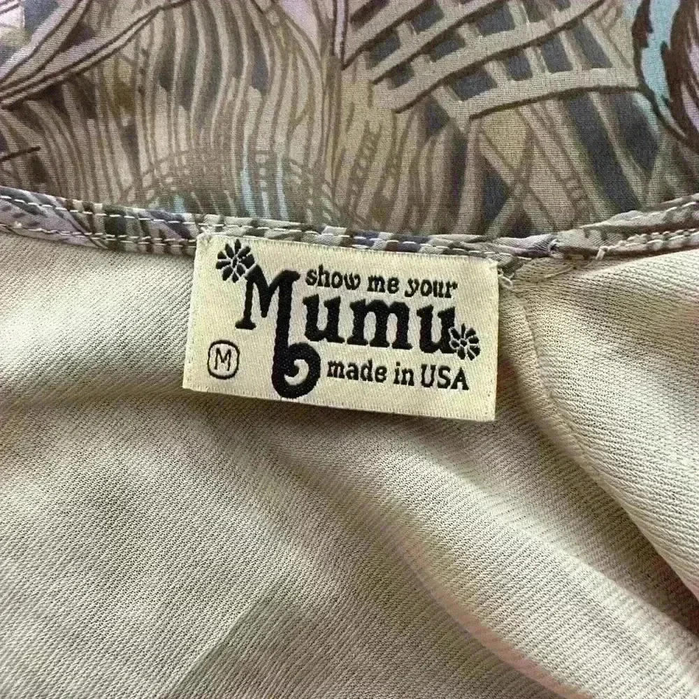 Show Me Your MuMu Peacock Feather Mini Tunic Dress with Butterfly Sleeves Size M